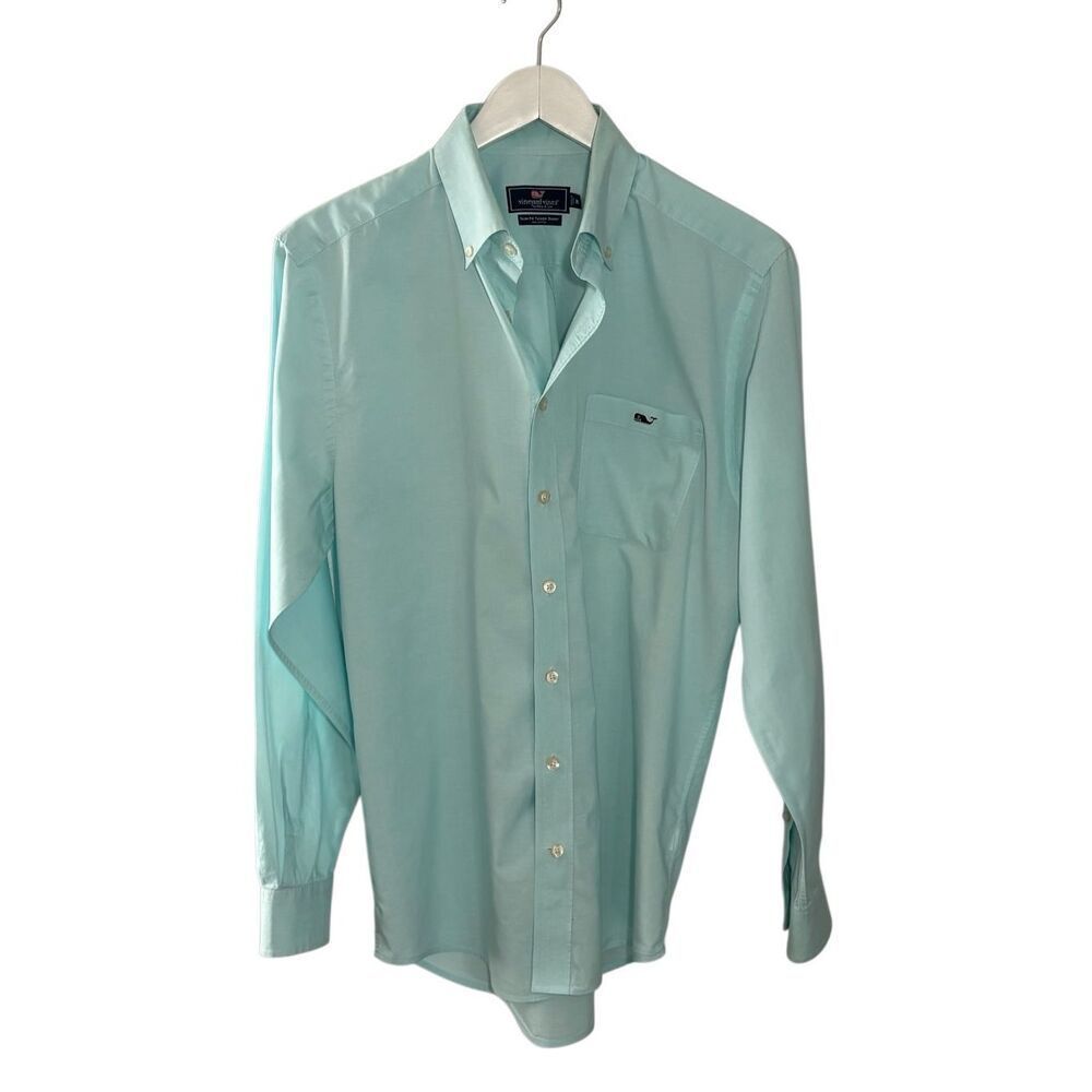 Vineyard Vines Slim Fit Tucker button down shirt in light teal/aqua - M